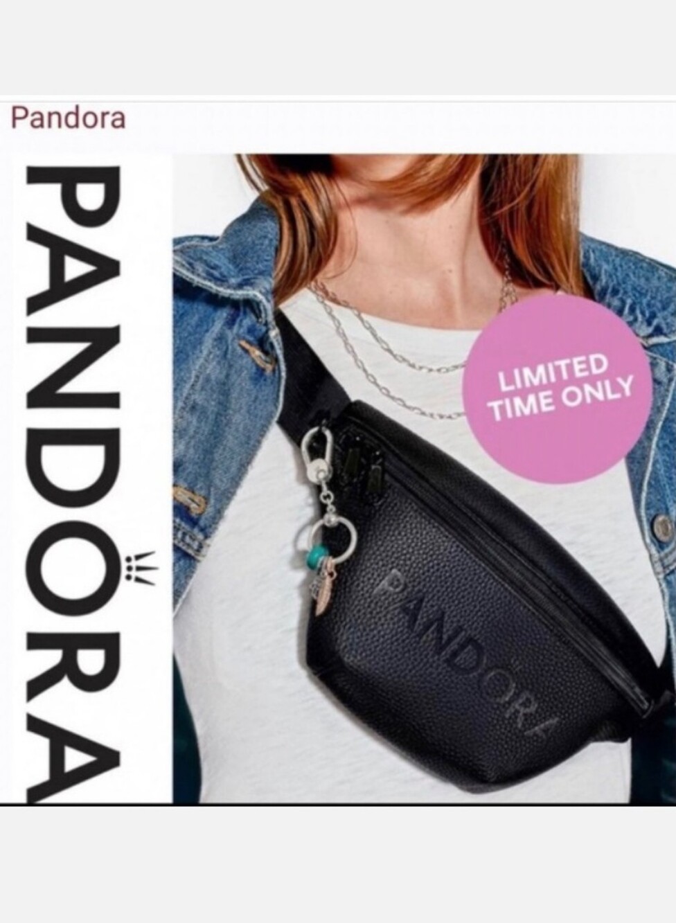 Pandora Black Pebbled Leather Unisex Belt Bag OS